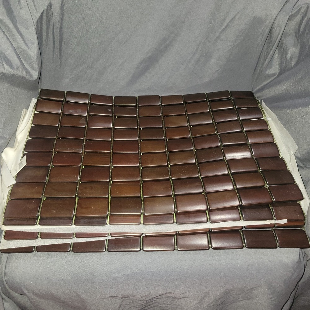 Vintage Mahogany Wood tiles 4 Placemats Heavyweight House Beautiful 18 x 12 MCM